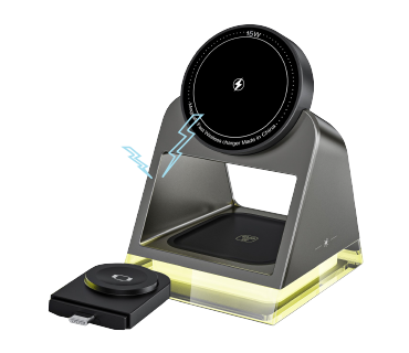 Wireless charging stand with built-in night light, charging multiple devices