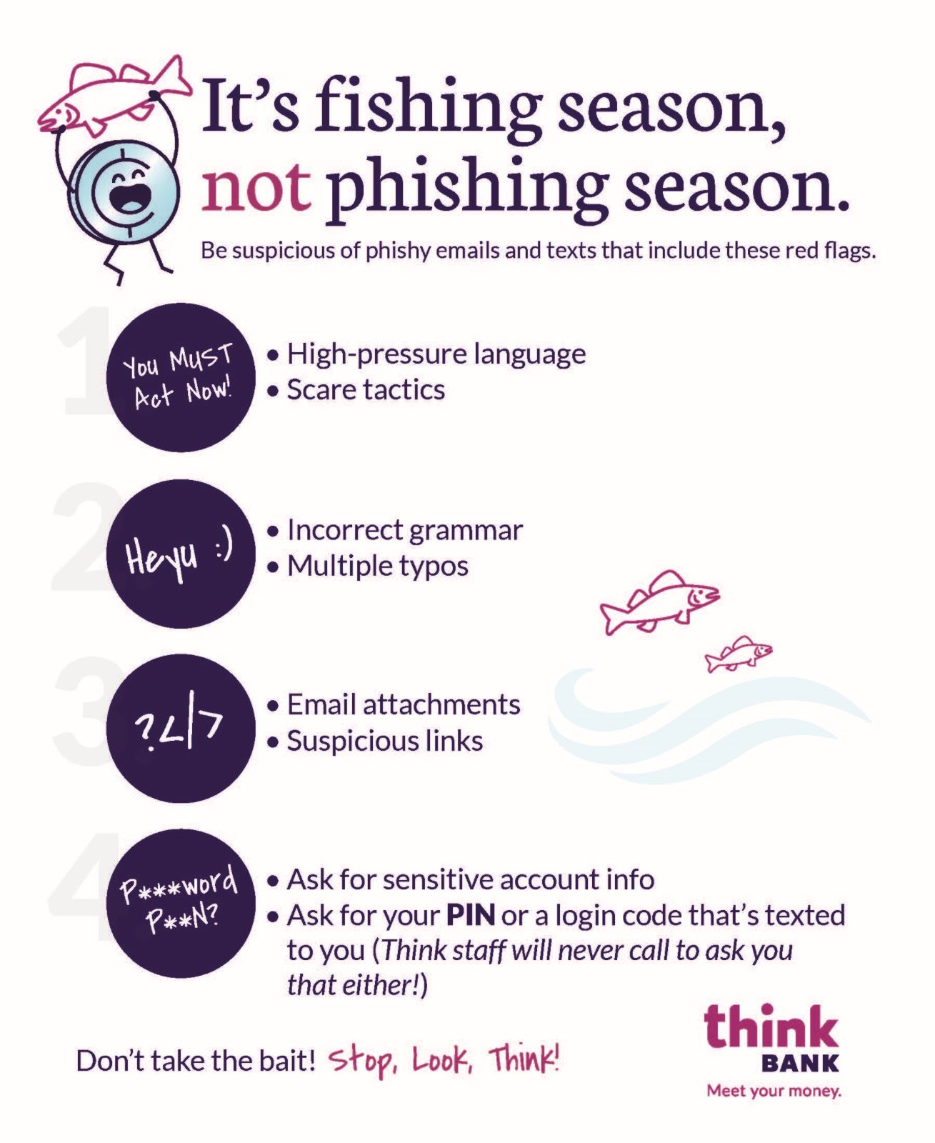 It's fishing season, not phising season. Be suspicious of phishy emails and texts that include red flags. 